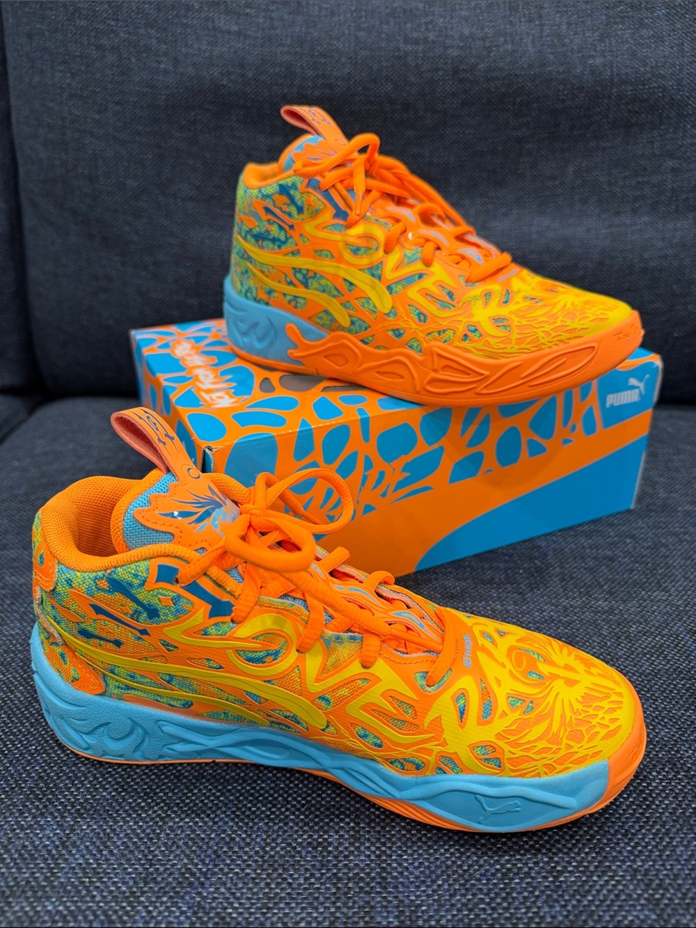 (Sz 3C) Boys PUMA MB.04 Graffiti PS - bright aqua / heat fire